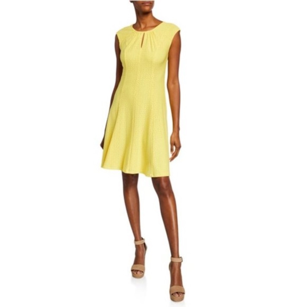 LONDON Times Pleated Stretch Embroidered Dress